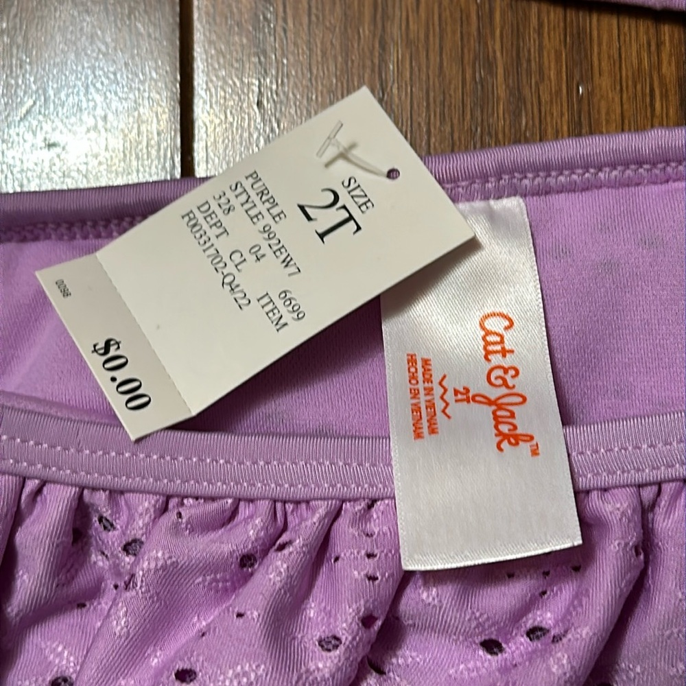 Cat & Jack Purple lavender ruffled Bikini Set - Picture 2 of 3